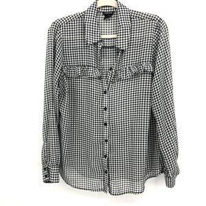 Torrid Black White Gingham Button Up Blouse M/L